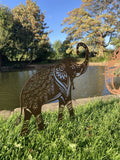 Metal Rust Effect Pair Of Indian Elephant Silhouette Garden Art Stakes Ornaments