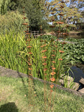 SET OF 3 RUSTY METAL GARDEN LILY-PAD LEAF PLANT STAKE ORNAMENTS
