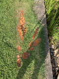 SET OF 3 RUSTY METAL GARDEN LILY-PAD LEAF PLANT STAKE ORNAMENTS