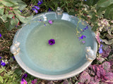 SMALL GLAZED CERAMIC  FROG BIRD BATH BIRD TOP FEEDER BOWL DISH GARDEN ORNAMENT