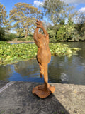 SMALL METAL RUSTY CAST IRON YOGA DANCING FROG STATUE GARDEN ORNAMENT 🐸💦