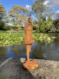 SMALL METAL RUSTY CAST IRON YOGA DANCING FROG STATUE GARDEN ORNAMENT 🐸💦