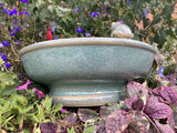 SMALL GLAZED CERAMIC  FROG BIRD BATH BIRD TOP FEEDER BOWL DISH GARDEN ORNAMENT