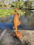 SMALL METAL RUSTY CAST IRON YOGA DANCING FROG STATUE GARDEN ORNAMENT 🐸💦