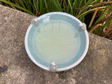 SMALL GLAZED CERAMIC  FROG BIRD BATH BIRD TOP FEEDER BOWL DISH GARDEN ORNAMENT