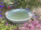 SMALL GLAZED CERAMIC  FROG BIRD BATH BIRD TOP FEEDER BOWL DISH GARDEN ORNAMENT