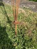 RUSTY METAL GARDEN FERN LEAF PLANT STAKE ORNAMENT SUPPORT DECORATION