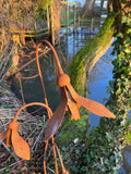 SET OF 3 RUSTY METAL SNOWDROP SCULPTURES GARDEN STAKES