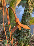 SET OF 3 RUSTY METAL SNOWDROP SCULPTURES GARDEN STAKES