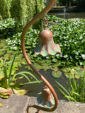 COPPER EFFECT METAL DRAGONFLY BELL FLOWER STAKE GARDEN SUPPORT / DECORATION