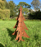 RUSTY METAL 3D XMAS TREE ORNAMENT CHRISTMAS GARDEN DECOR