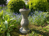 STONE GARDEN CAST IRON BIRD SUNDIAL ON STONE PEDESTAL ORNAMENT