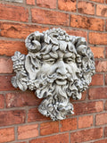 STONE GARDEN LARGE BACCHUS MAN FACE WALL PLAQUE