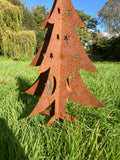 RUSTY METAL 3D XMAS TREE ORNAMENT CHRISTMAS GARDEN DECOR