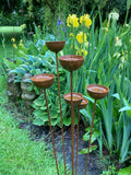 RUSTY METAL GARDEN RAIN CATCHER SPRAY PLANT STAKE ORNAMENT SUPPORT DECORATION