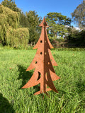 RUSTY METAL 3D XMAS TREE ORNAMENT CHRISTMAS GARDEN DECOR