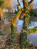 SET OF 3 RUSTY METAL SNOWDROP SCULPTURES GARDEN STAKES