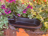 SMALL BLACK METAL CAST IRON BATH TUB STYLE BIRD BATH / FEEDER GARDEN ORNAMENT