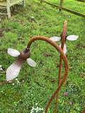 SET OF 3 RUSTY METAL SNOWDROP FLOWER STAKES