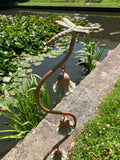 COPPER EFFECT METAL DRAGONFLY BELL FLOWER STAKE GARDEN SUPPORT / DECORATION