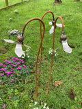 SET OF 3 RUSTY METAL SNOWDROP FLOWER STAKES