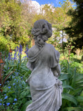 STONE GARDEN GARLAND GIRL LADY STATUE FIGURE