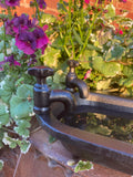 SMALL BLACK METAL CAST IRON BATH TUB STYLE BIRD BATH / FEEDER GARDEN ORNAMENT