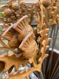SET OF 3 RUSTY METAL THISTLE GARDEN SUPPORTS PLANT STAKES