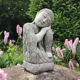 STONE GARDEN ZEN SLEEPING LOTUS BUDDHA ORNAMENT STATUE