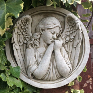 STONE GARDEN ANGEL WALL PLAQUE MEMORIAL