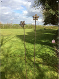 SET OF 3 RUSTY METAL TALL 1.5M GARDEN FLOWER STAKES PLANT SUPPORTS