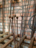 SET OF 10 RUSTY 1.5M BALL TOP GARDEN PLANT SUPPORTS STAKES