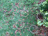SET OF 10 RUSTY METAL CIRCLE PLANT SUPPORTS GARDEN STAKES