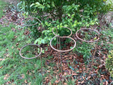 SET OF 10 RUSTY METAL CIRCLE PLANT SUPPORTS GARDEN STAKES