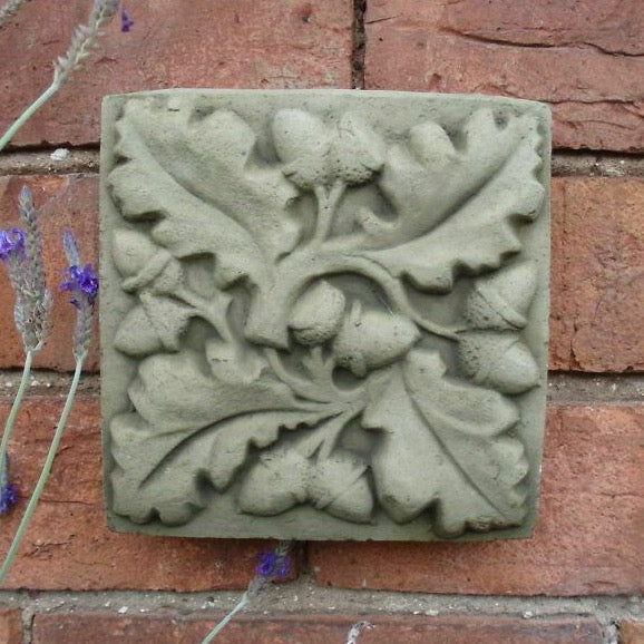 STONE GARDEN ACORN & OAK LEAF TILE WALL PLAQUE