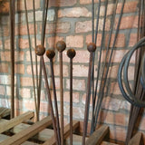 SET OF 5 RUSTY METAL 1M BALL TOP GARDEN SUPPORTS PLANT STAKES