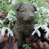 STONE GARDEN SMALL SITTING CUTE COLLIE DOG PUPPY