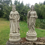 STONE GARDEN PAIR OF KING & QUEEN STATUES ORNAMENTS