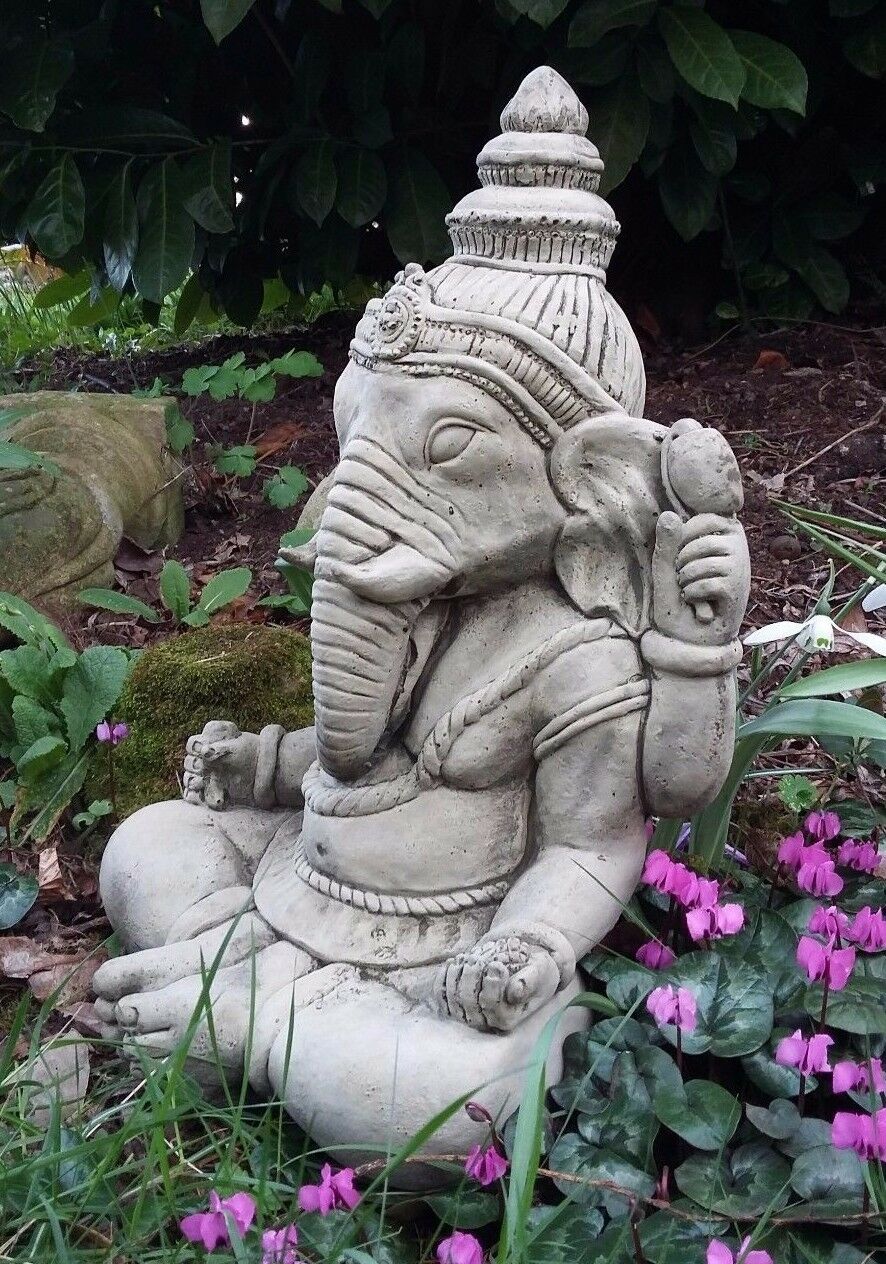 Reclining Ganesh Statue | Stone Garden newest Ornament | Elephant God | Outdoor Zen