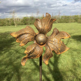SET OF 3 RUSTY METAL FLOWER PLANT SUPPORTS GARDEN STAKES
