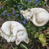 STONE GARDEN PAIR OF SMALL LYING CATS