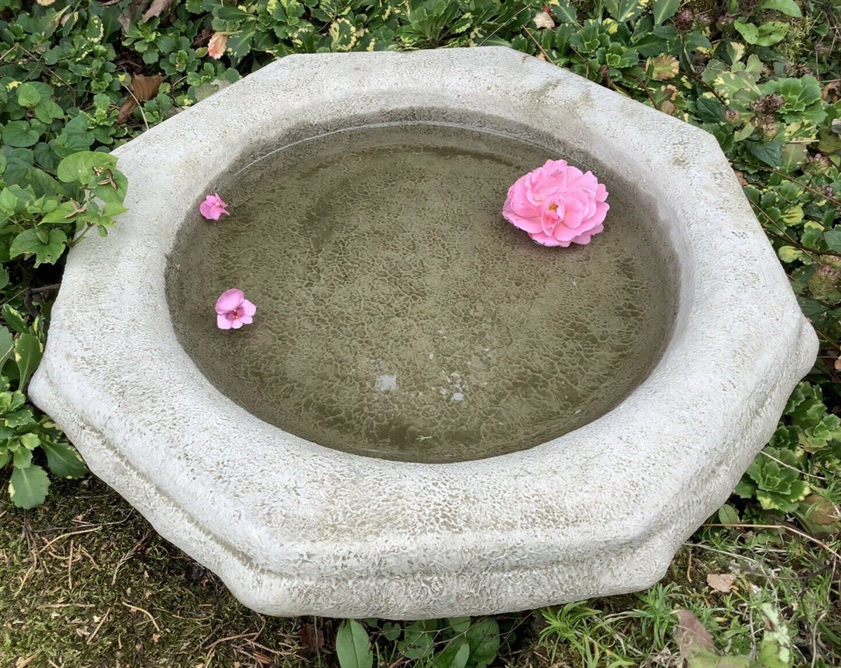 STONE GARDEN OCTAGONAL BIRD BATH TOP ONLY FEEDER Ferney Heyes Garden
