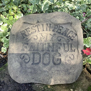 STONE GARDEN MEMORIAL DOG REST IN PEACE ROCK ORNAMENT