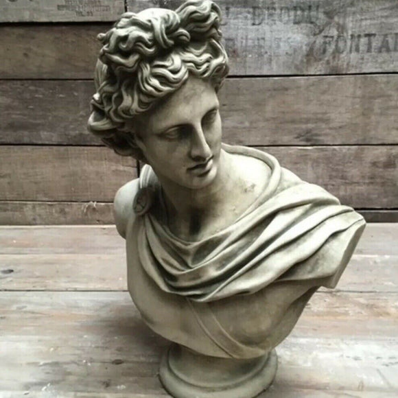 Stone garden Apollo bust statue man figure ferney Heyes ornament Audlem cheshire British made