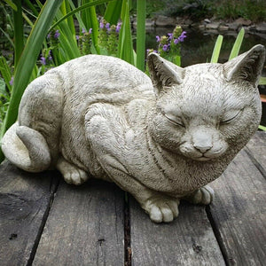 Reconstituted Stone lying Cat Ornament