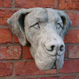 STONE GARDEN GREAT DANE DOG HEAD WALL PLAQUE ORNAMENT