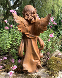 RUSTY CAST IRON PRAYING ANGEL GARDEN ORNAMENT STATUE MEMORIAL