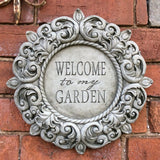 STONE GARDEN WELCOME TO MY GARDEN SIGN WALL PLAQUE ORNAMENT