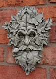 STONE GARDEN IVY LEAF GREEN MAN FACE WALL PLAQUE ORNAMENT