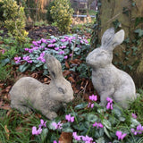 STONE GARDEN PAIR OF RABBITS STATUES EASTER BUNNY RABBIT ORNAMENTS